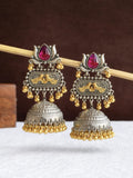 Dual Tone Ghungroo Beaded Dome Jhumkas | AMOLA
