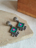 Oxidized Silver Enamel Drop Earrings | AMOLA