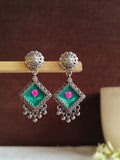 Oxidized Silver Enamel Drop Earrings | AMOLA