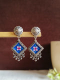 Oxidized Silver Enamel Drop Earrings | AMOLA