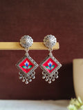 Oxidized Silver Enamel Drop Earrings | AMOLA