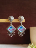 Oxidized Silver Enamel Drop Earrings | AMOLA