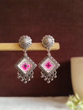 Oxidized Silver Enamel Drop Earrings | AMOLA