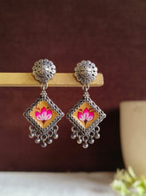 Oxidized Silver Enamel Drop Earrings | AMOLA