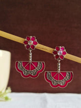 Oxidized Enamel Hand-Painted Dangler Earrings | AMOLA