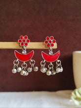 Oxidized Silver Enamel Ghungroo Drop Earring | AMOLA