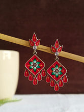 Hand-Painted Floral Oxidized Silver Earrings | AMOLA