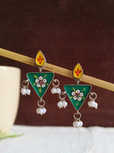 Hand-Painted Trikon Pearl Drop Earrings | AMOLA