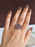 Oxidised Silver Butterfly Gemstone Ring | AMOLA