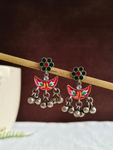 Oxidized Silver Enamel Ghungroo Drop Earring | AMOLA