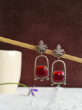 Vintage Monalisha Stone Silver Dangler Earrings | AMOLA