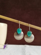 Silver Plated Oxidised Teardrop Stone Hook Earrings | AMOLA