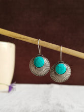 Oxidized Silver Sunburst Hook Earrings | AMOLA