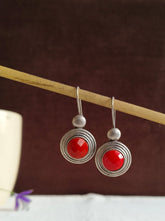 Oxidized Tribal Round Disc Hook Earrings | AMOLA
