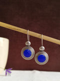 Oxidized Tribal Round Disc Hook Earrings | AMOLA
