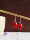 Oxidised Silver Plated Stone Fish Hook Earring | AMOLA