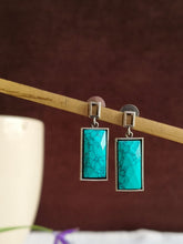 Silver plated Oxidized Turquoise Dangle Earrings | AMOLA