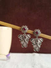Floral Stone Oxidised Dangler Earrings | AMOLA