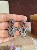 Floral Stone Oxidised Dangler Earrings | AMOLA