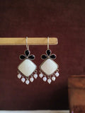 Premium Oxidized Monalisa Stone Hook Earrings | AMOLA