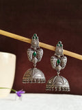 Oxidized Peacock Silver Plated Jhumka Earrings | AMOLA