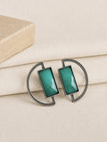 Bohemian Rectangular Stone Oxidized Studs | AMOLA