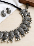 Traditional Oxidized Silver Ambia Choker Set | AMOLA