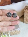 Oxidised Silver Round Stud Earrings for Timeless, Everyday Elegance | Sarichka