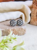 Oxidised Silver Floral Stud Earrings for Elegant, Everyday Charm | Sarichka
