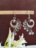 Oxidized Peacock Hook Earrings with Ghungroo Detailing | Sarichka