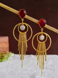 Golden Monalisa Stone Chic Dangler Earrings | Sarichka