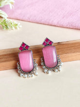 German Silver Monalisa Stud Earrings with Pearl Drops Elegance | Sarichka