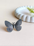 Oxidized silver butterfly adjustable ring