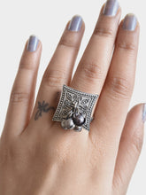 Silver Square Ghungroo Adjustable Ring | Sarichka Fashion