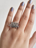 Mahakal Texted Oxidized Silver Rings