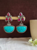 Oxidised Monalisa D-Shape Dangler Earrings | Sarichkak