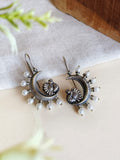 Silver Plated Crescent Oxidized Jhumka Earrings | AMOLA