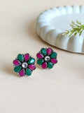 Flower Oxidised Stud Earrings | AMOLA