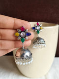 Trendy German Silver Pearl Jhumka Earrings for Elegant Style | AMOLA