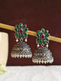 Oxidised Pearl & Stone Jhumka Earrings for Elegant Occasions | AMOLA