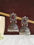 Oxidised Pearl & Stone Jhumka Earrings for Elegant Occasions | AMOLA