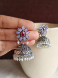 Oxidised Pearl & Stone Jhumka Earrings for Elegant Occasions | AMOLA