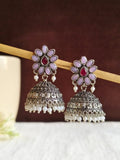 Oxidised Pearl & Stone Jhumka Earrings for Elegant Occasions | AMOLA