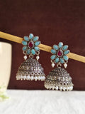 Oxidised Pearl & Stone Jhumka Earrings for Elegant Occasions | AMOLA