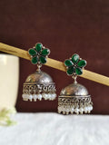 German Silver High-Quality Pearl Floral Jhumka Earrings Ethnic Wear | AMOLA