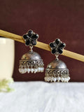 German Silver High-Quality Pearl Floral Jhumka Earrings Ethnic Wear | AMOLA