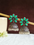 Oxidised German Silver Party Wear Pearl Jhumkas for Elegant Look | AMOLA