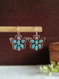 Silver Plated Oxidized Butterfly Hook Earring | AMOLA