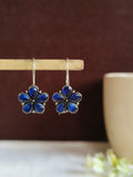 Oxidized Floral Drop Hook Earrings | AMOLA