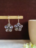 Oxidized Floral Drop Hook Earrings | AMOLA